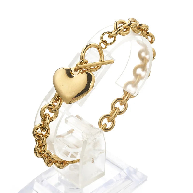 Gold & Silver Heart Charm Bracelet for Women | Nixie Heart Charm Bracelet Nixie