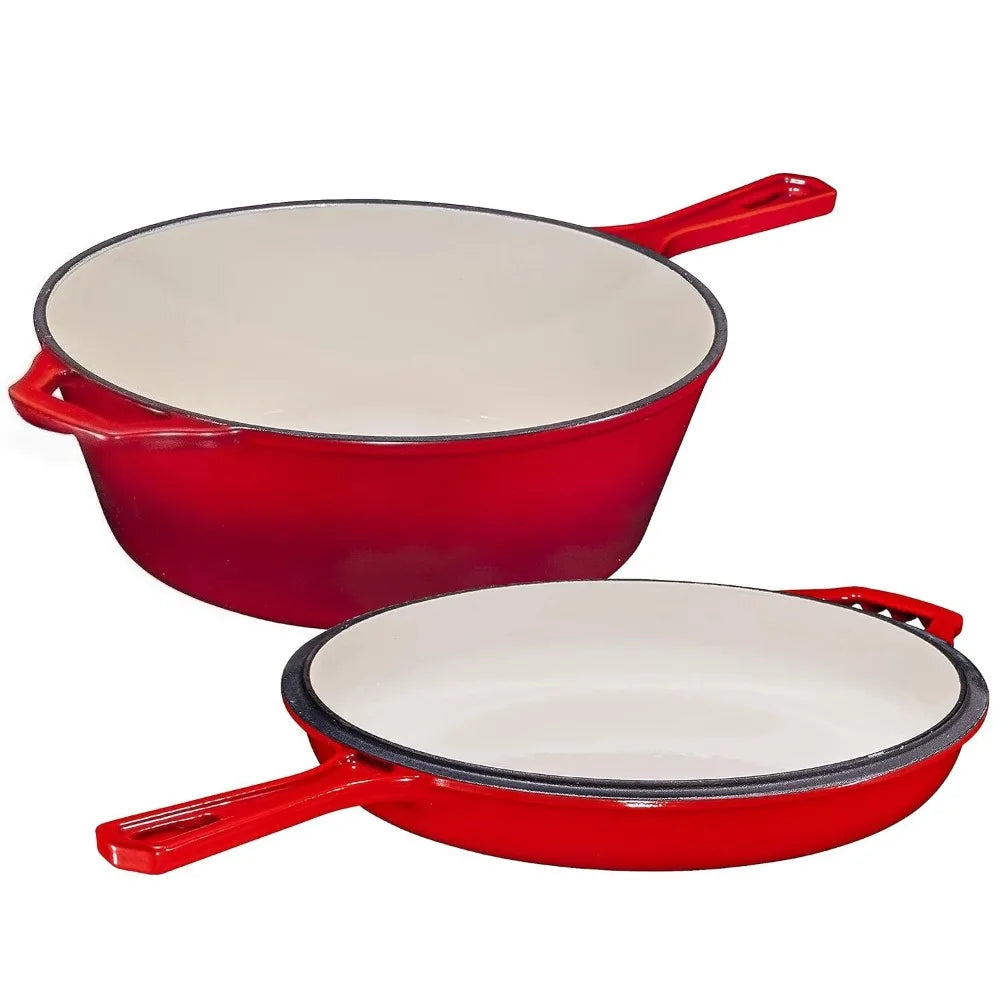 Enameled Cast Iron Dutch Oven & Skillet Combo 11 Inch Cast Iron Cookware Nixie