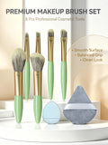 Mini Makeup Brush Set – 8-Piece Portable Travel Kit Makeup Brush Set Nixie green