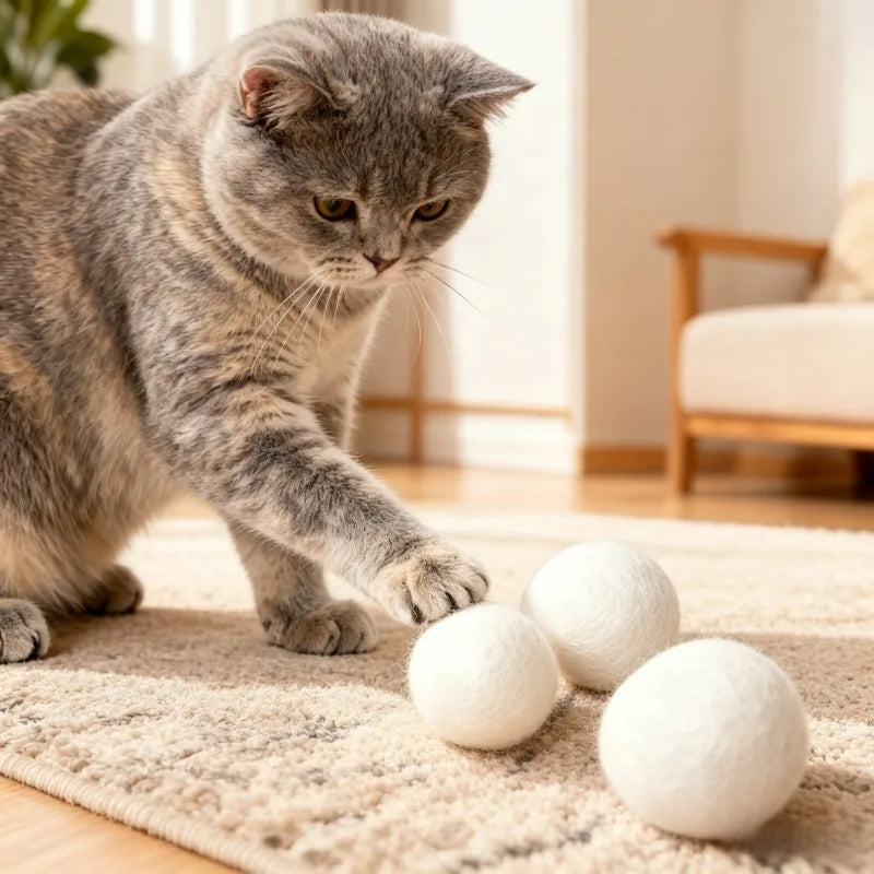 Silent Wool Ball Cat Toy – Bite-Resistant Hunting Chase Ball