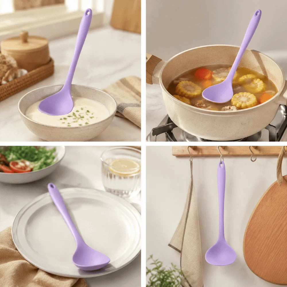 Soft Silicone Soup Ladle – Non-Scratch, Heat-Resistant Spoon Silicone Soup Ladle Nixie