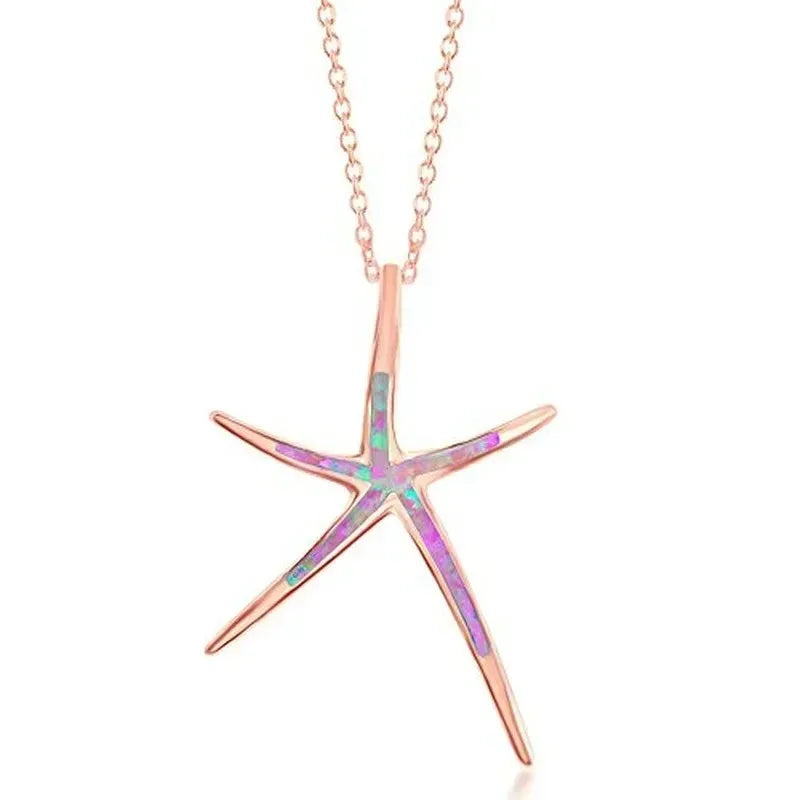 Pink Opal Starfish Pendant Necklace | Mood Tracker Jewelry Pendant Necklace Nixie