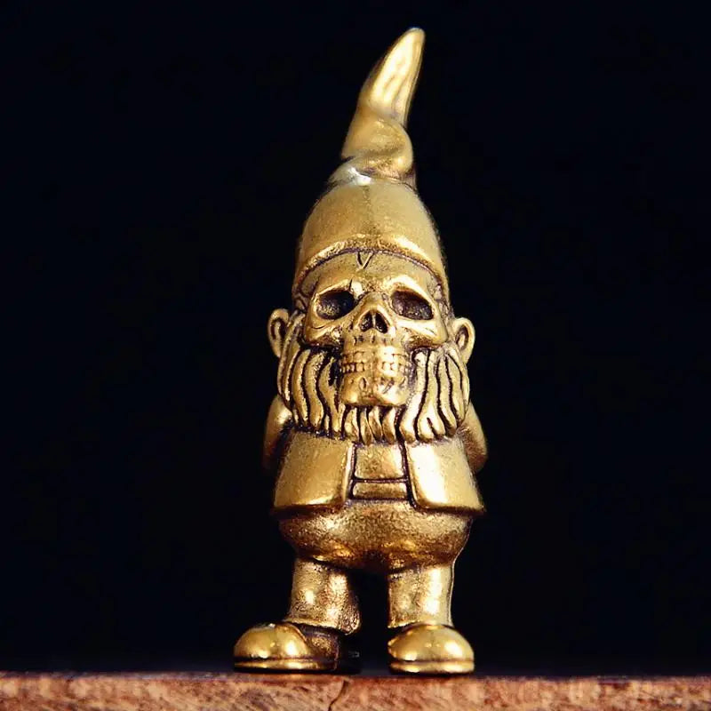 Vintage Copper Gnome Statue – Halloween Desk Decor Ornament Decorative Figurine Nixie