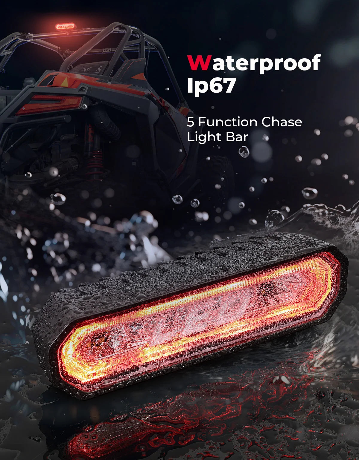 UTV LED Chase Light Bar – 5-Mode Brake & Reverse for RZR Can-Am UTV Chase Light Bar Nixie