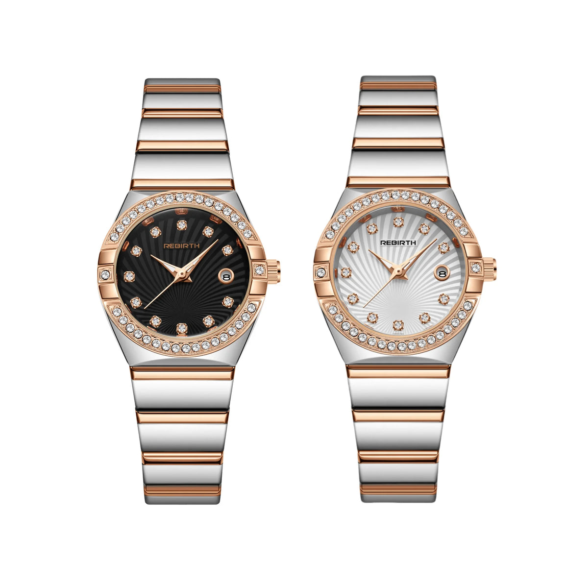 REBIRTH Luxury Women's Quartz Watch – Waterproof & Luminous Women's Quartz Watch Nixie White and Black