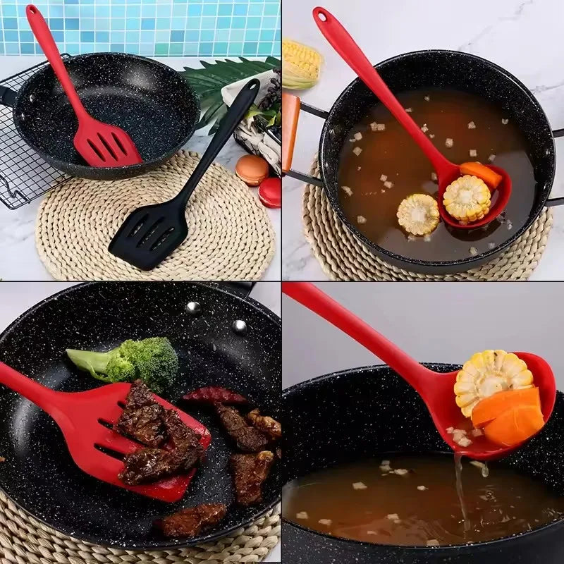 10-Piece Silicone Kitchen Utensils Set – Non-Stick Cooking Tools Kitchen Utensil Set Nixie