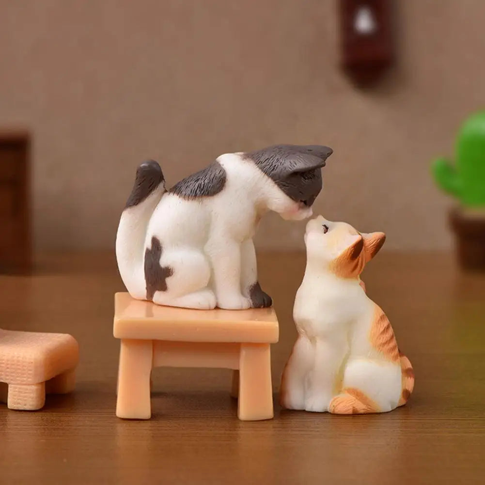 Kawaii Mini Cat Figurine – Cute Kitten Resin Ornament, 15 Styles Decorative Figurine Nixie