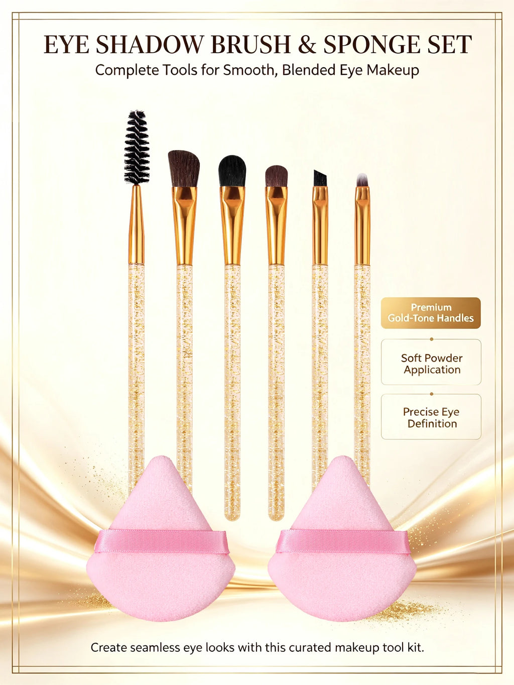 8-Piece Makeup Brush Set – Eye, Brow, Liner & Sponge Puff Makeup Brush Set Nixie