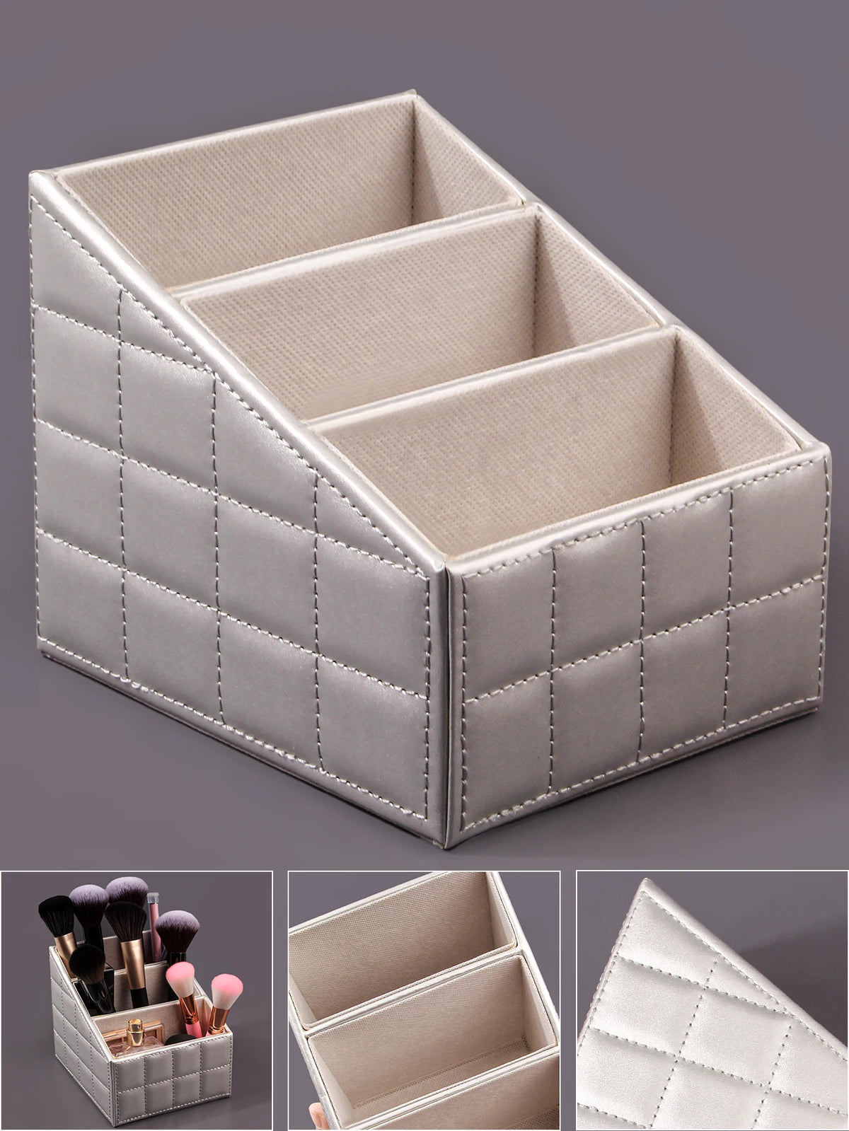 3-Tier PU Makeup Brush & Stationery Storage Box | Nixie Makeup Brush Organizer Nixie