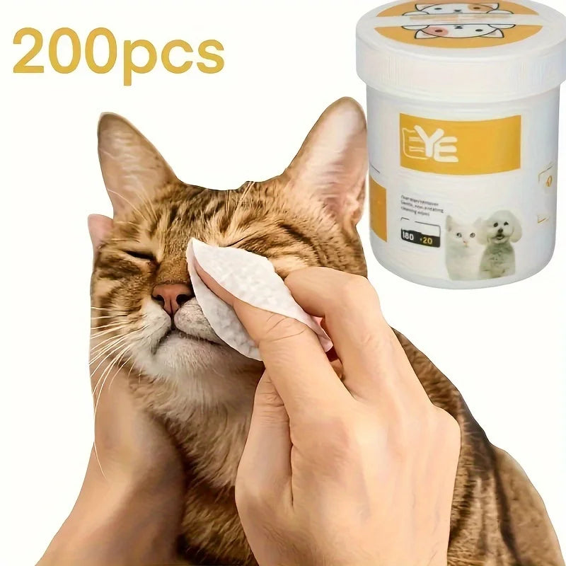 200pcs Pet Eye Cleaning Wipes – Tear Stain Remover Dogs & Cats Pet Eye Wipes Nixie