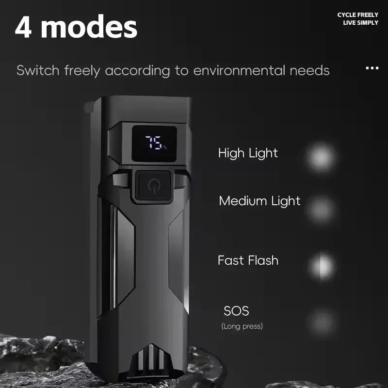 BUCKLOS 6/8 LED Bike Front Light USB-C Rechargeable IPX5 Bicycle Headlight Nixie