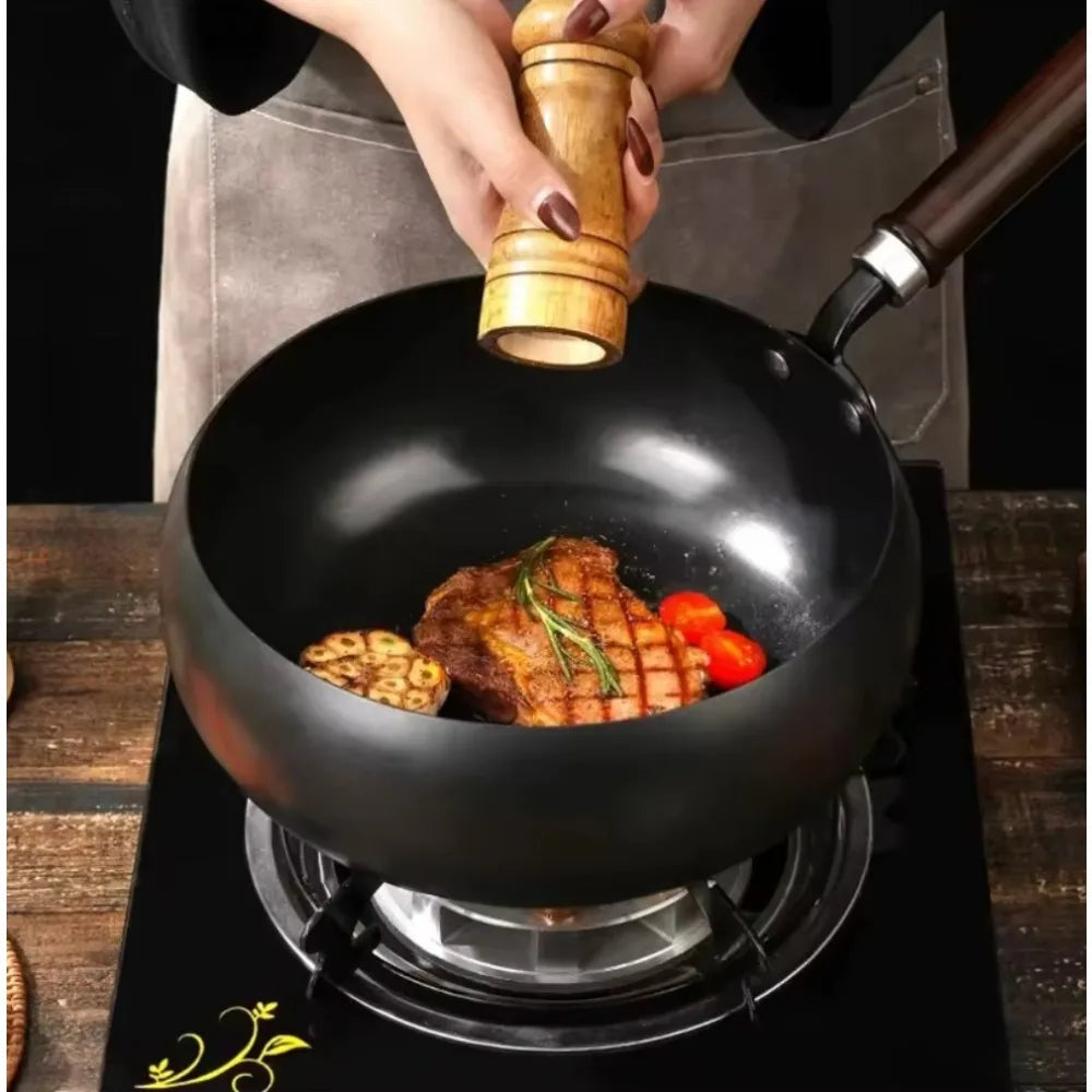 9.5" Carbon Steel Nonstick Wok Pan – Gas & Induction Carbon Steel Wok Nixie
