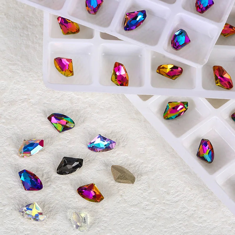 10Pcs 6x10mm Glass Crystal Nail Art Gems – Ax Shape Rhinestones Nail Art Gems Nixie