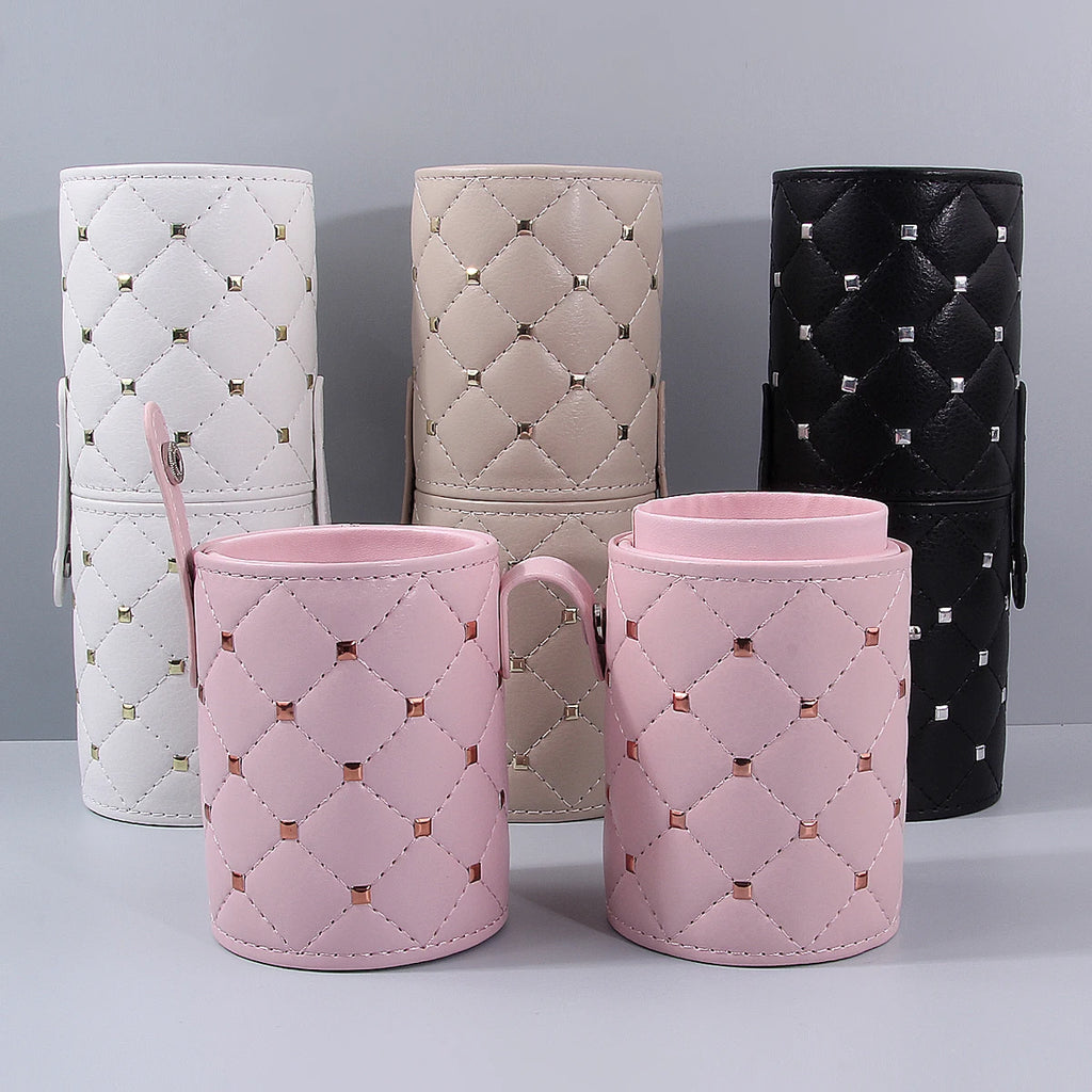 Diamond Lattice PU Makeup Brush Holder – Travel Organizer Makeup Brush Holder Nixie