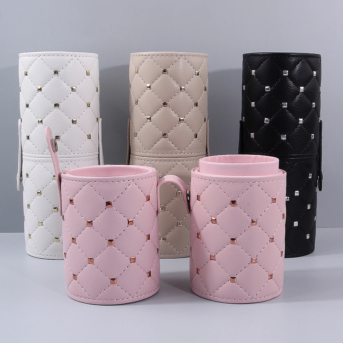 Diamond Lattice PU Makeup Brush Holder – Travel Organizer Makeup Brush Holder Nixie