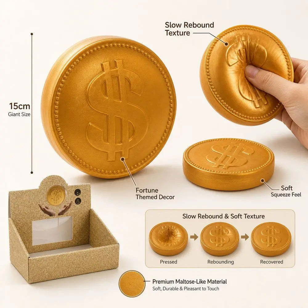 15cm Giant Gold Coin Squeeze Fidget Toy – Slow Rebound Squishy