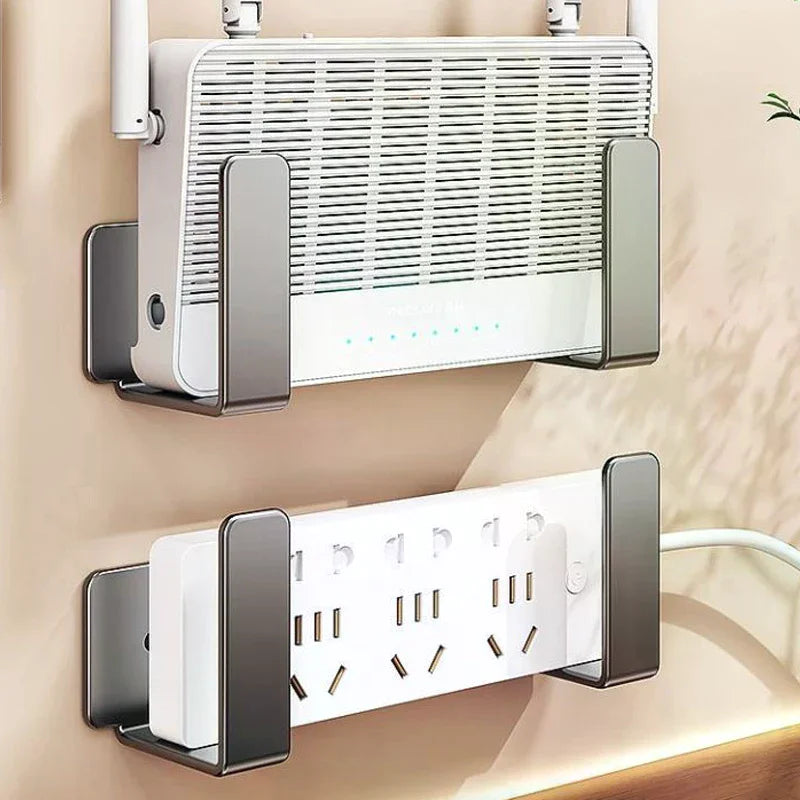 No-Drill Wall Mount Router Holder – Modem & Set-Top Box Rack