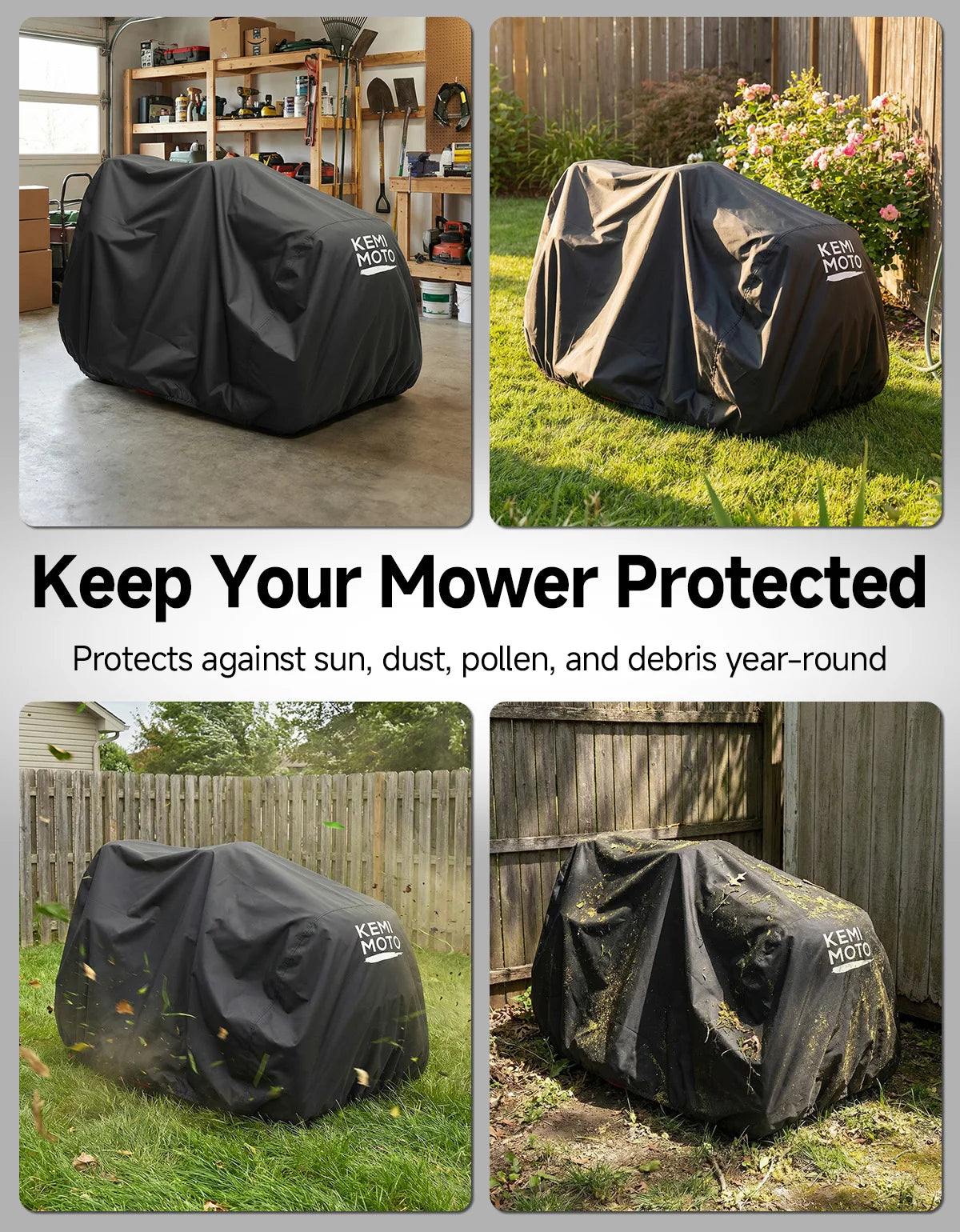 Riding Lawn Mower Cover 54" Deck – Windproof 420D Oxford Fabric