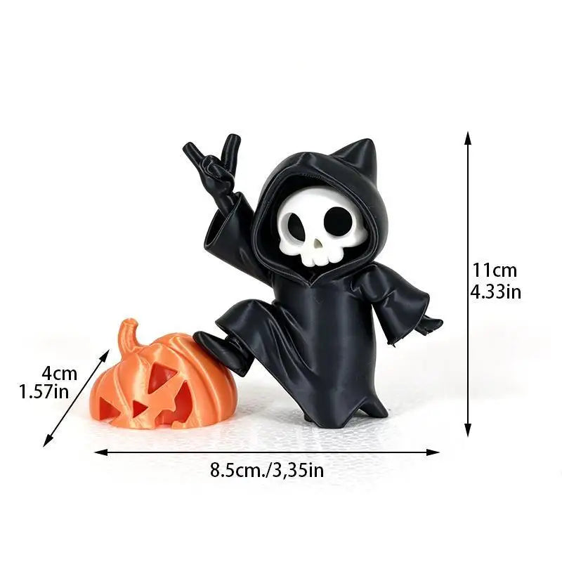 Halloween Skeleton Grim Reaper Figurine with Pumpkin | 3D Print Halloween Figurine Nixie
