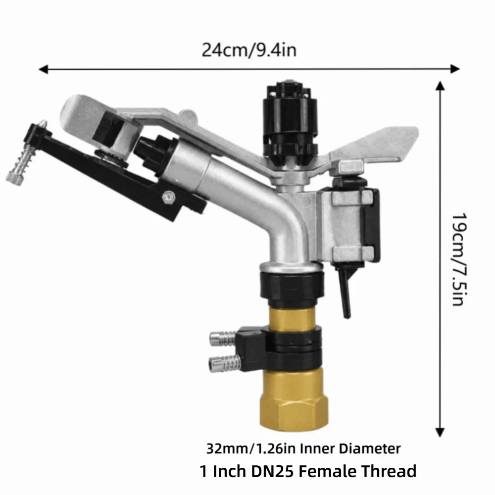 1" DN25 Auto Rotating Impact Sprinkler | 360° Garden Irrigation Garden Impact Sprinkler Nixie