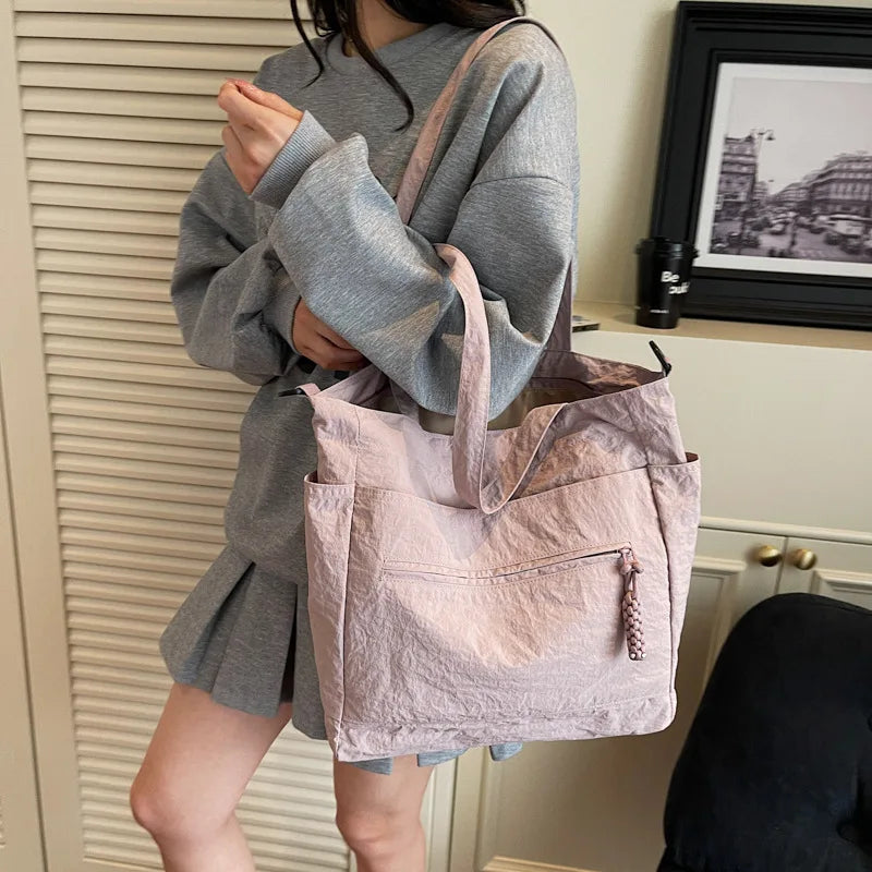 Large Capacity Fabric Tote Shoulder & Crossbody Bag – Unisex Shoulder Tote Bag Nixie BB-704-Pink Extra Large