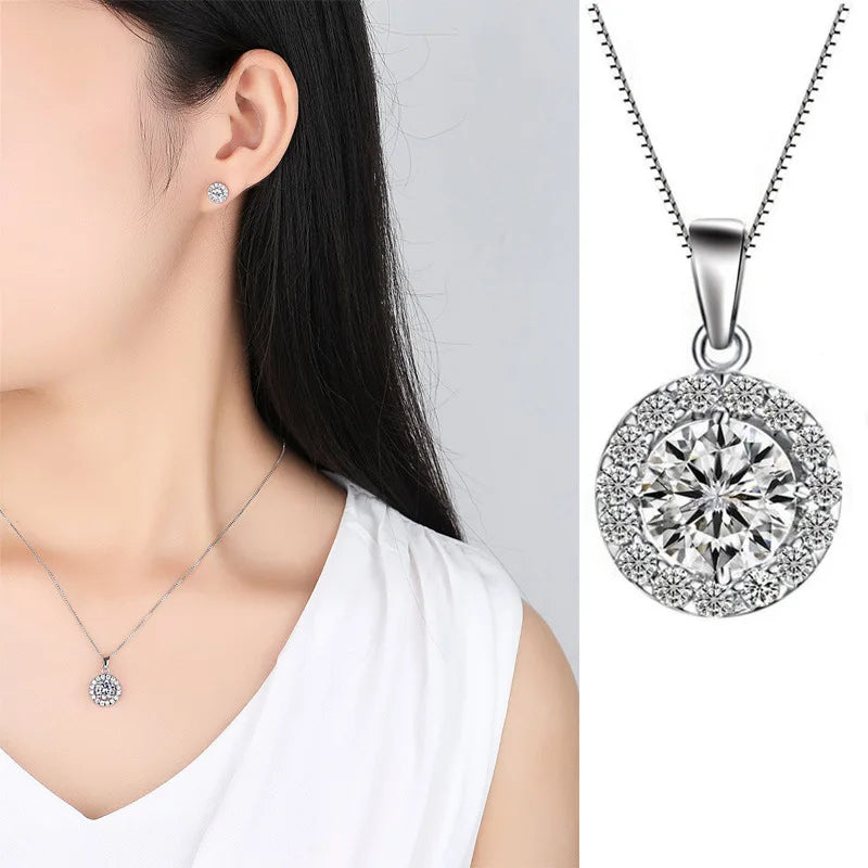 Silver CZ Crown Necklace Earring Ring Jewelry Set for Women Jewelry Set Nixie