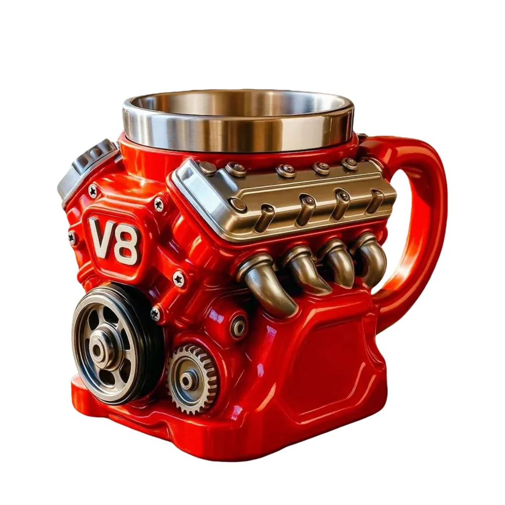V8 Engine Coffee Mug 300ml Double Wall Stainless Steel Cup