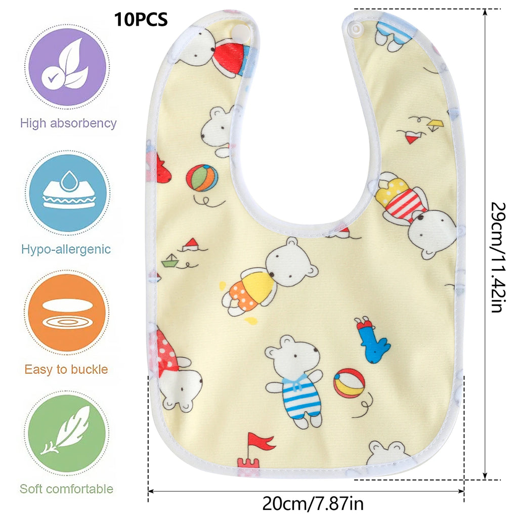 10/20 Pack Soft Cartoon Baby Bibs – Waterproof & Absorbent Baby Bibs Nixie