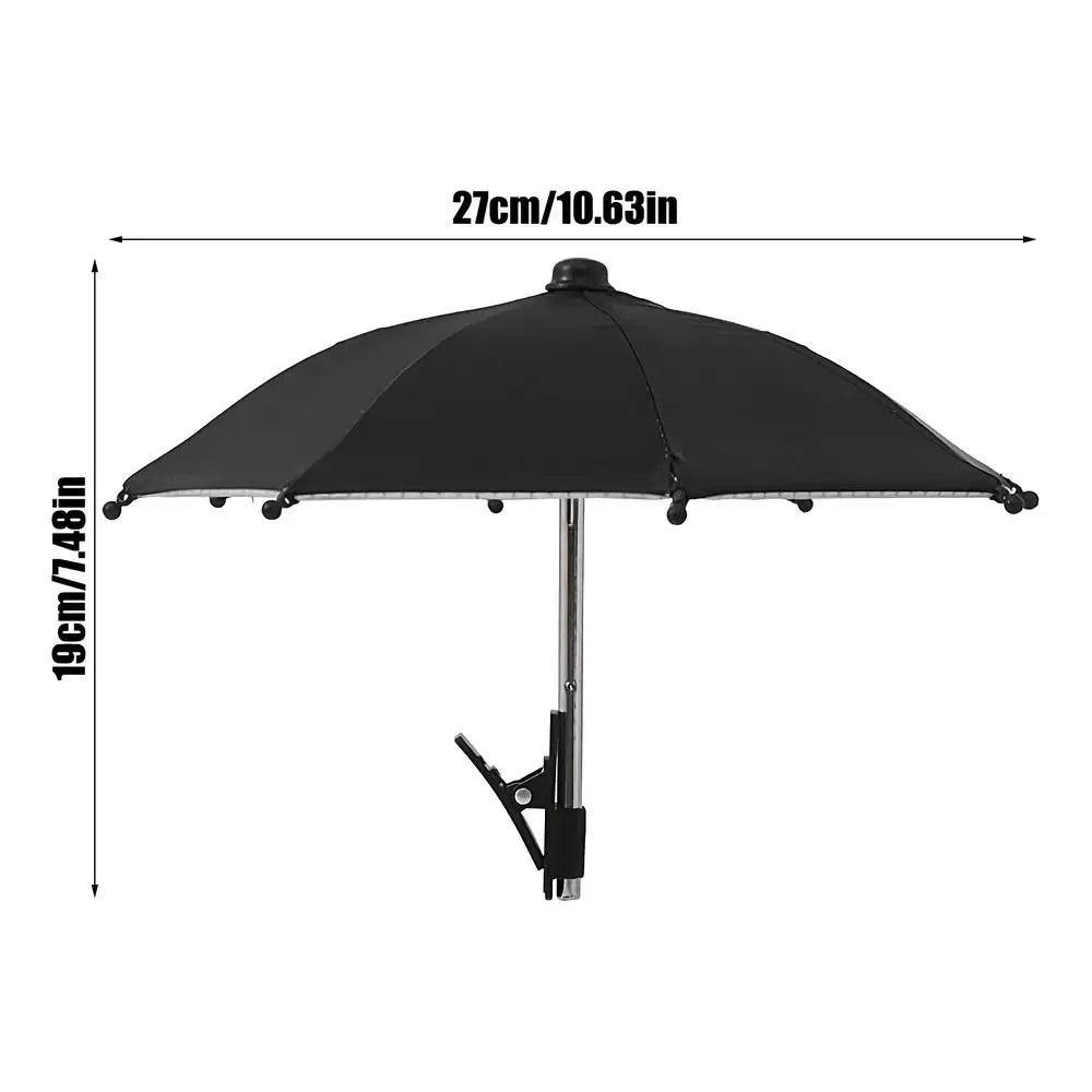 Mini Phone Umbrella Holder with Clip – Outdoor Sun Shade Stand Phone Umbrella Stand Nixie Black