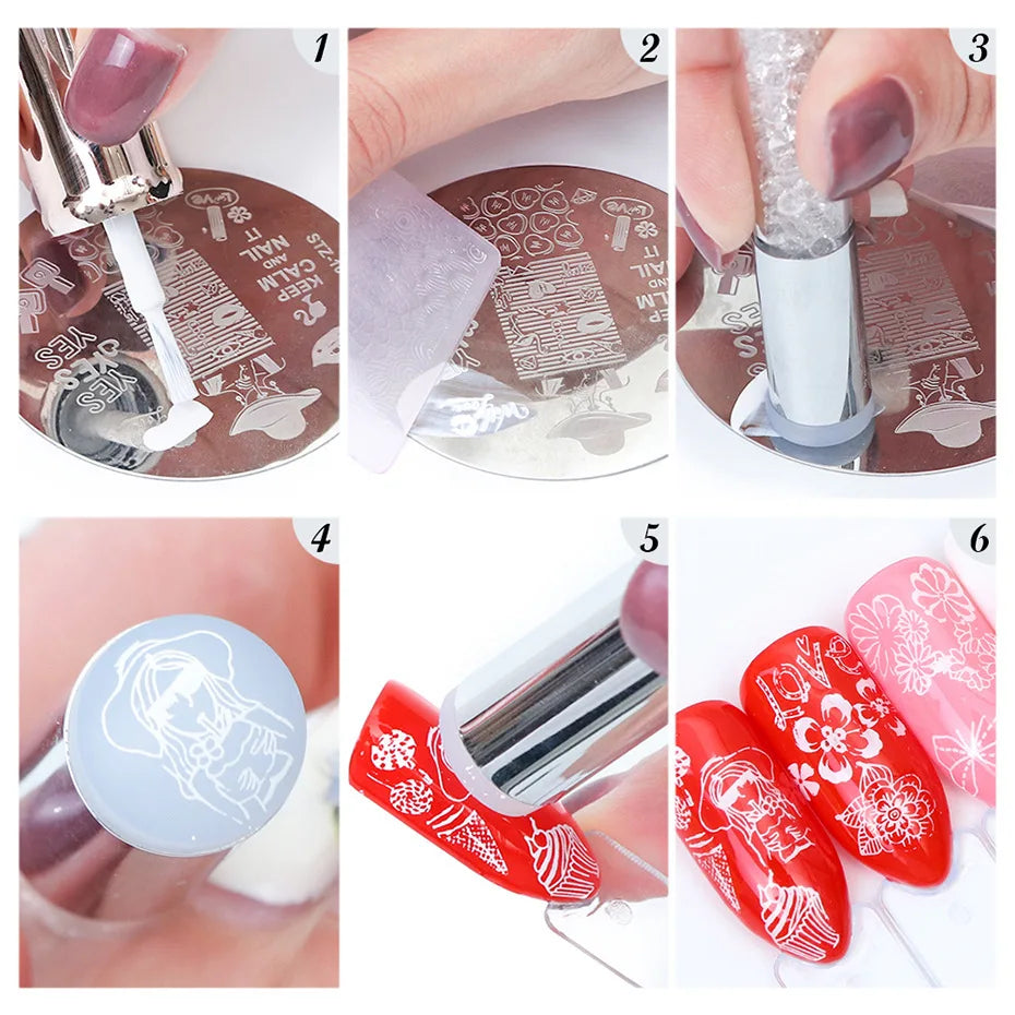 3Pcs Rhinestone Nail Stamp Set – Dual Silicone Stamper & Scrapers Nail Stamping Set Nixie