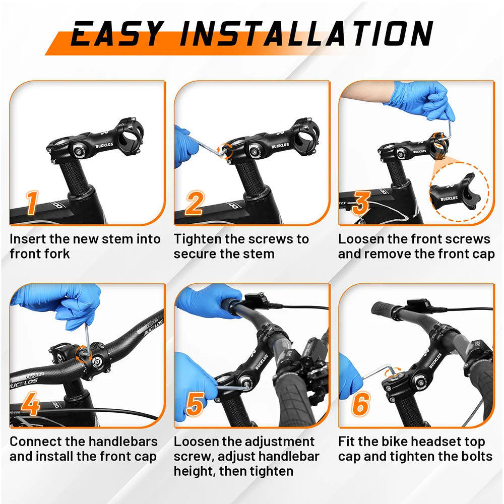 BUCKLOS Adjustable MTB BMX Bike Stem CNC Aluminum Alloy Adjustable Bike Stem Nixie