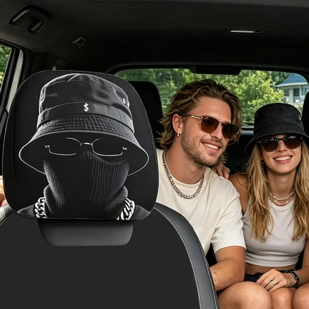 Hip-Hop Masked Figure Car Headrest Cover Funny Pillowcase Car Headrest Cover Nixie