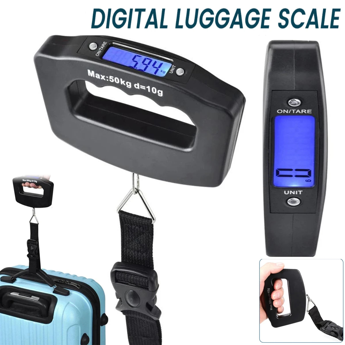 50kg Digital Luggage Scale – Portable Hanging Travel Scale