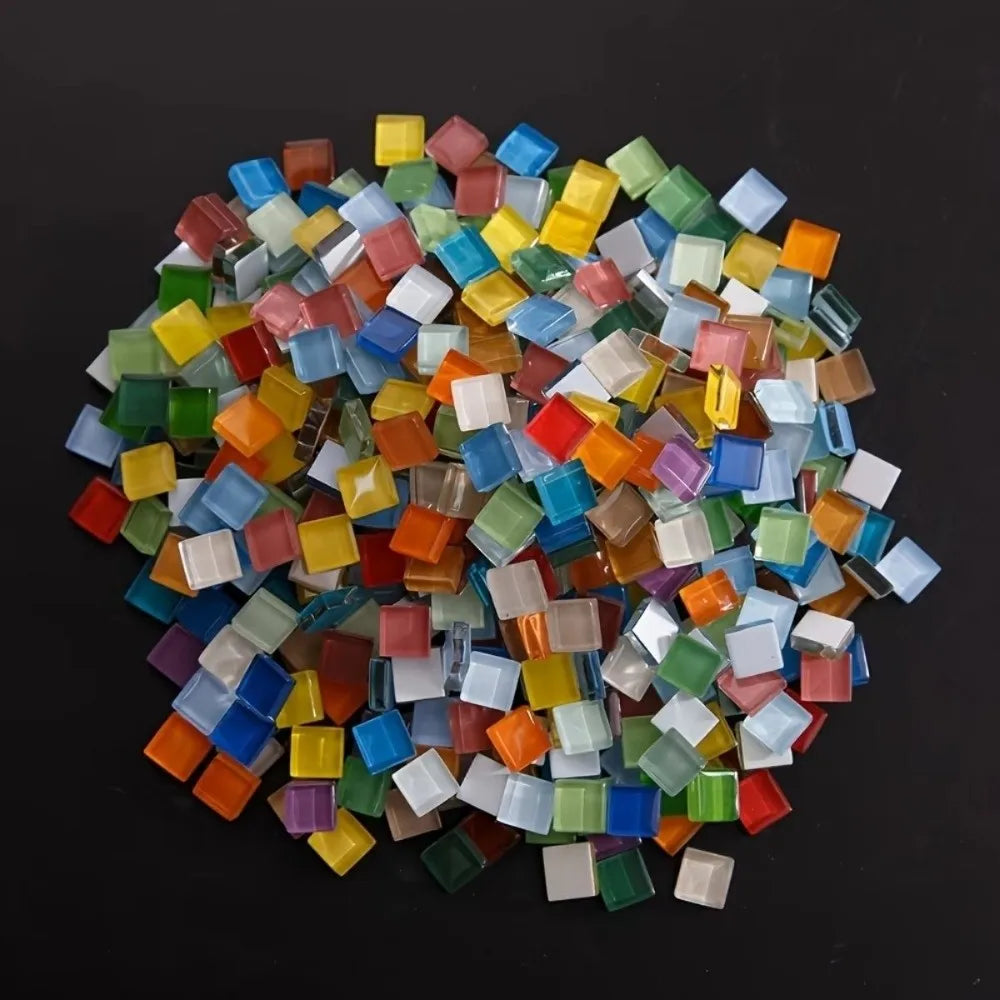 100/140PCS Glitter Glass Mosaic Tiles Square Crystal DIY Craft Mosaic Craft Tiles Nixie