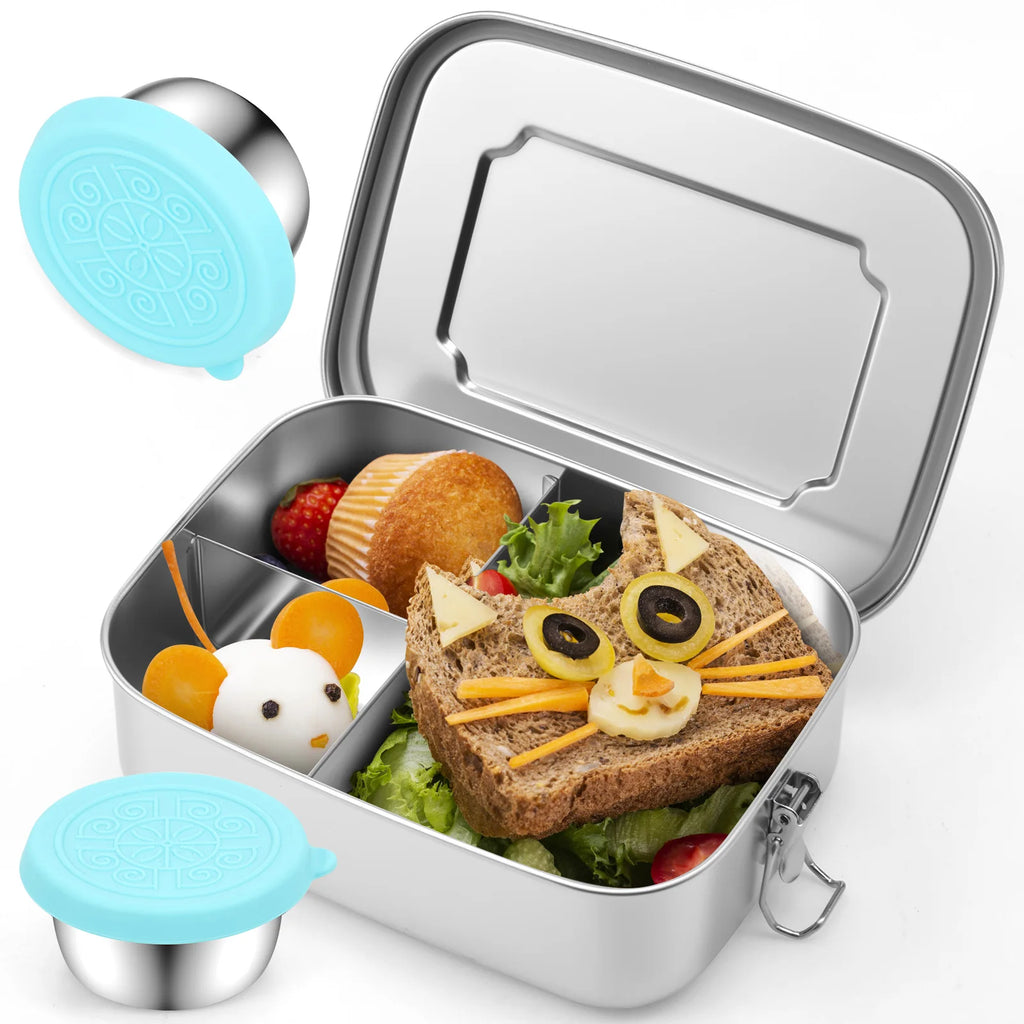 Nixie Stainless Steel Bento Box 1500ml Leakproof 3-Compartment Bento Lunch Box Nixie