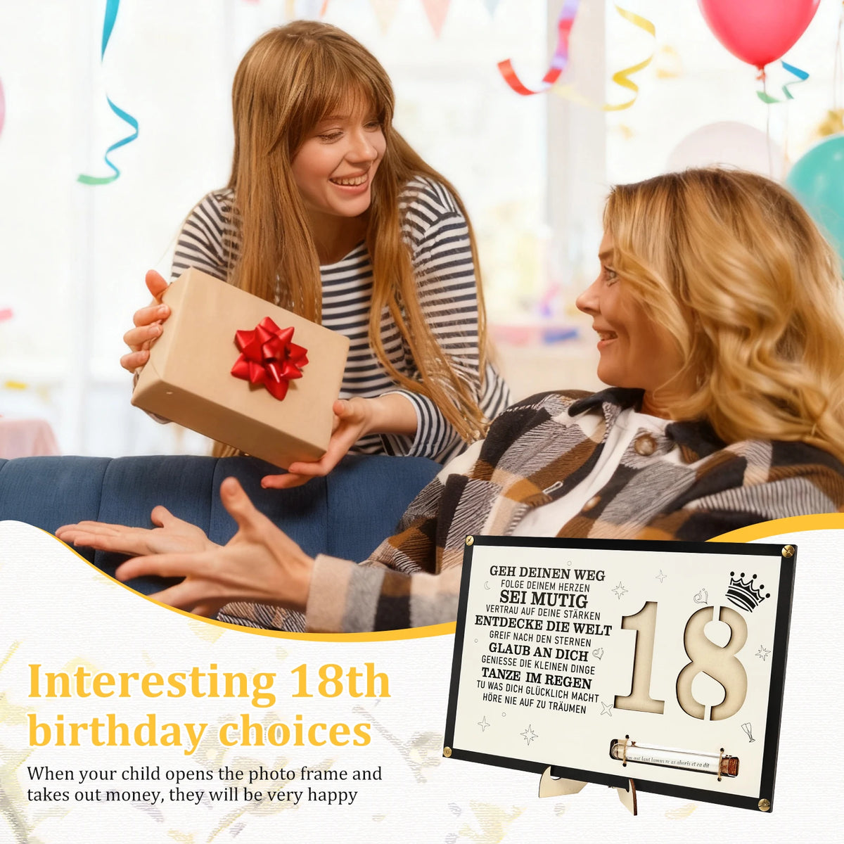 Wooden Money Gift Frame – 18th Birthday Present | Black