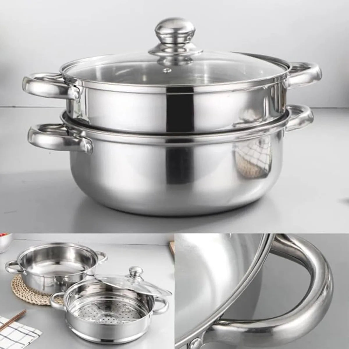 FEB.WIND Multi-Layer Stainless Steel Steamer & Soup Pot Steamer Pot Nixie