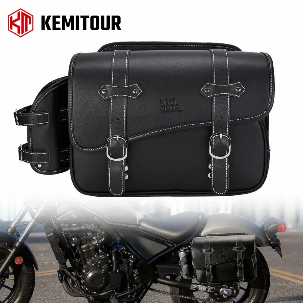 Waterproof PU Leather Motorcycle Saddlebag 10L | Honda Rebel