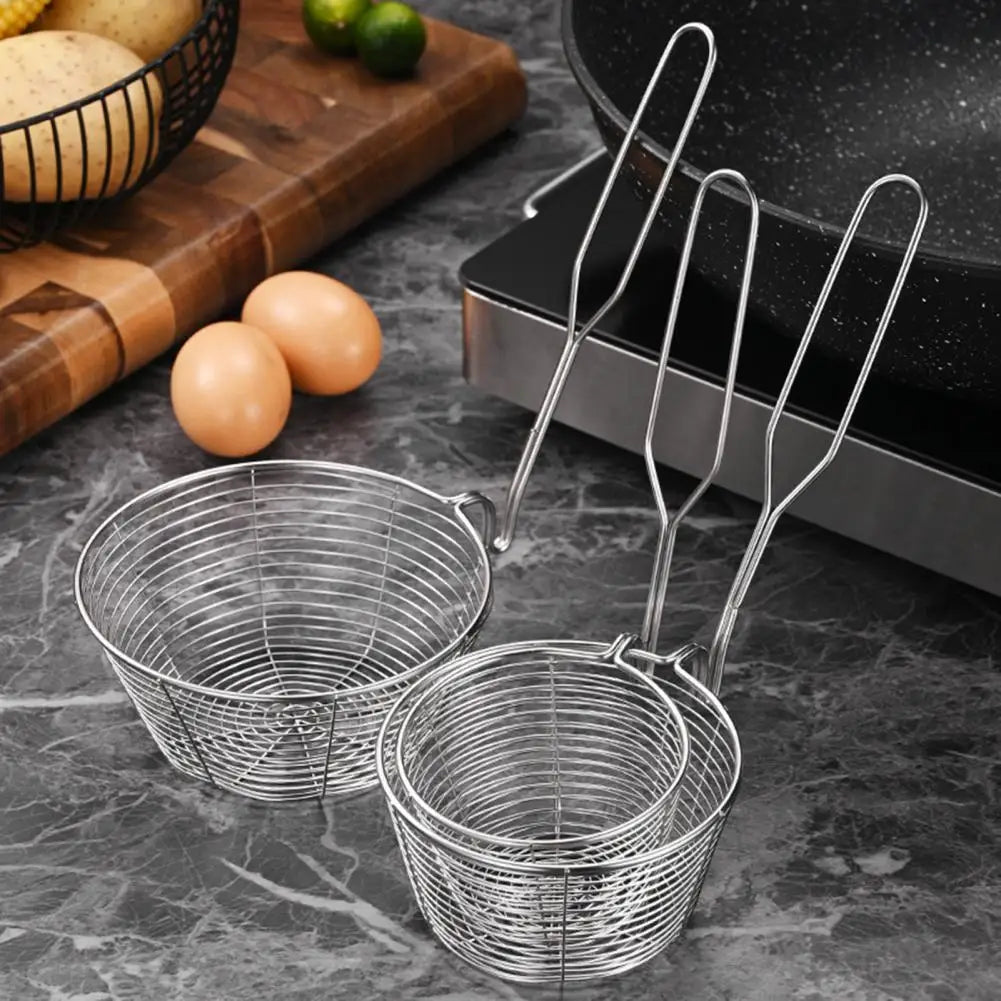 Stainless Steel Fry Basket with Pot Rim Hook & Anti-Slip Handle Fry Basket Nixie