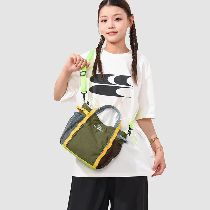Korean Color-Block Canvas Shoulder Bag | Unisex Travel Tote Canvas Shoulder Bag Nixie