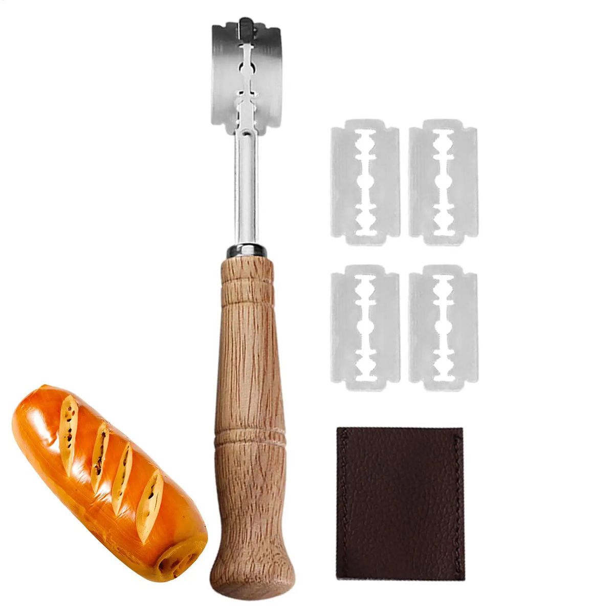 Stainless Steel Bread Lame Dough Scoring Tool + 5 Cutters