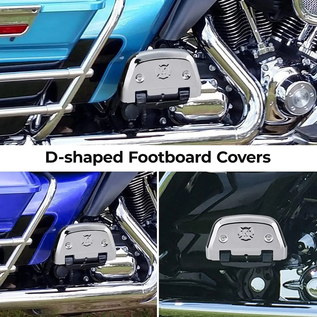 Chrome D-Shaped Passenger Floorboard Covers – Harley Touring Softail Motorcycle Floorboard Covers Nixie