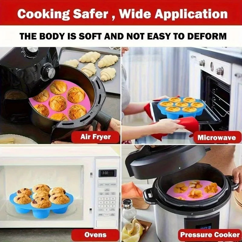 7-Hole Silicone Baking Mold – Air Fryer & Microwave Safe Silicone Baking Mold Nixie