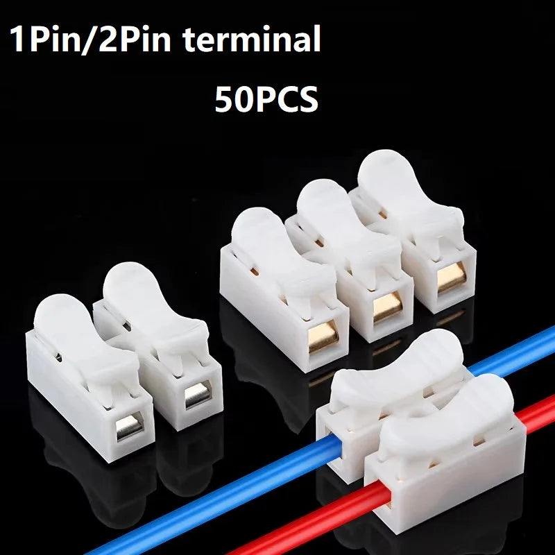 50Pcs Quick Wire Connectors Spring Clamp Screwless Terminal Block