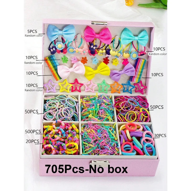 Kids Bow & Flower Elastic Hair Bands Set – No-Snag, Colorful