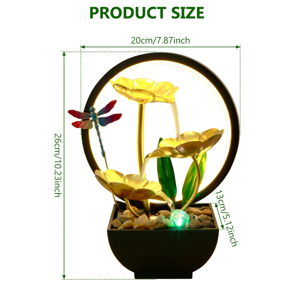 Tabletop Water Fountain with LED Ring Light | Zen Desk Decor Tabletop Water Fountain Nixie