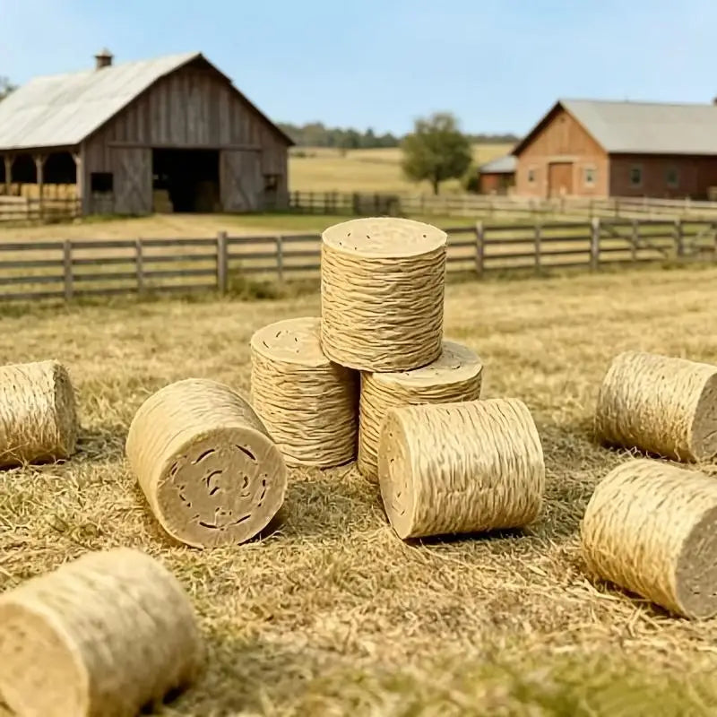 Miniature Hay Bale Ornaments – 8 or 16 Pcs Farm Scene Decor