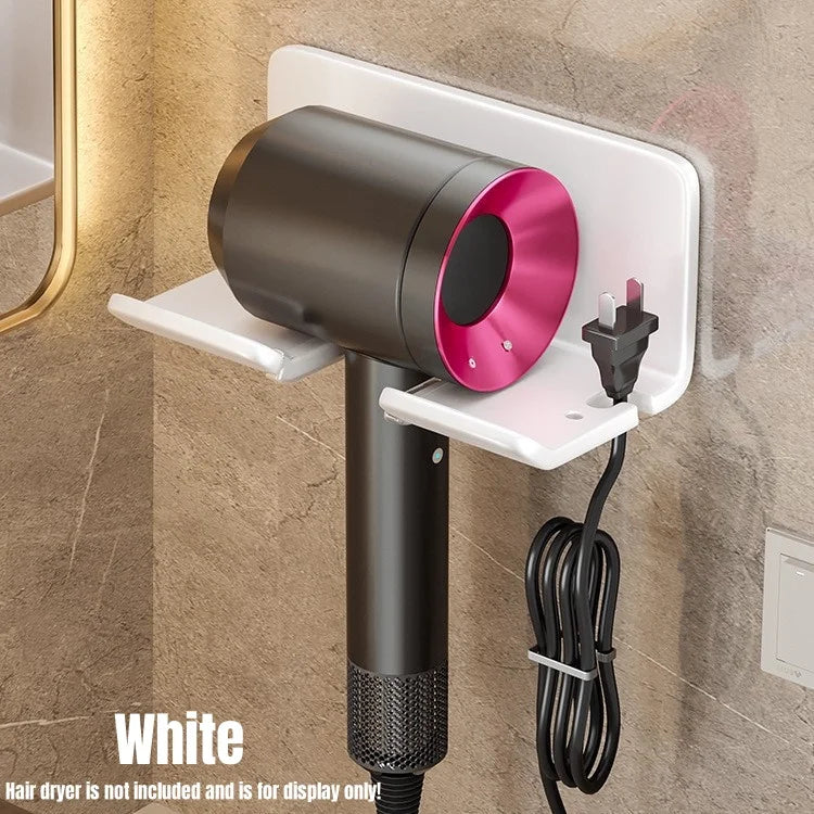 Wall Mounted Hair Dryer Holder & Straightener Stand Rack Bathroom Hair Tool Holder Nixie WHITE