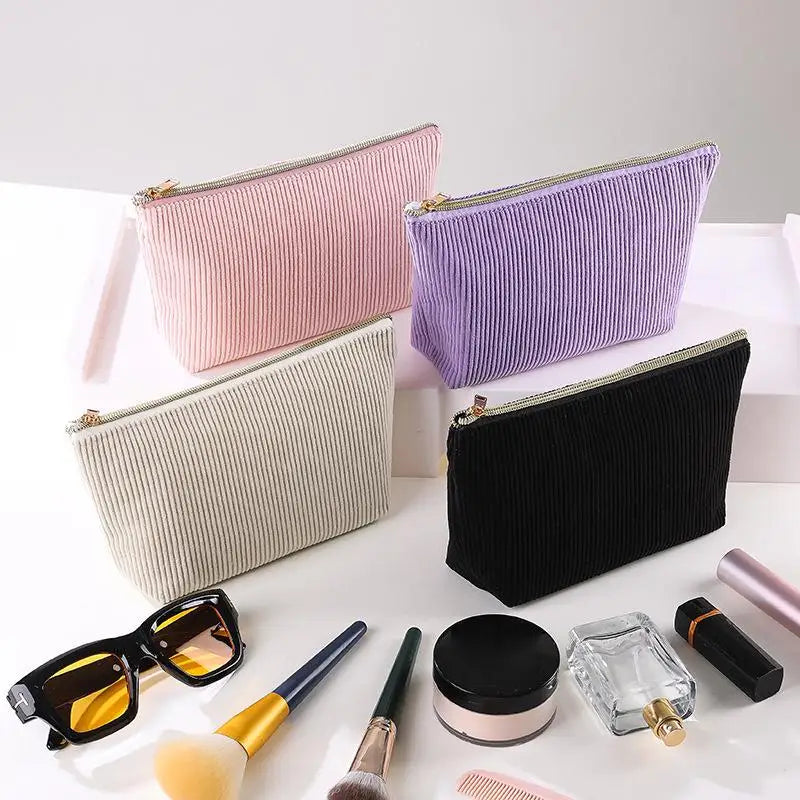 Corduroy Makeup Bag – Large Capacity Travel Cosmetic Organizer Cosmetic Travel Bag Nixie