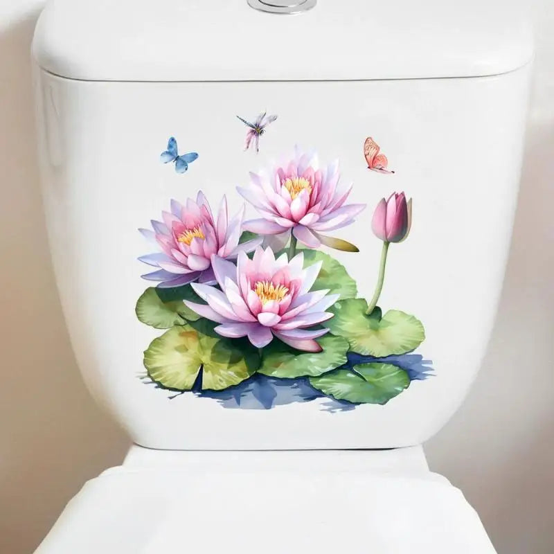 Floral Butterfly Toilet Seat Sticker – Self-Adhesive Bathroom Decal Bathroom Decor Sticker Nixie